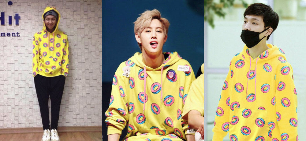 Who Wore It Best? The Popular Yellow Donut Hoodie – allkpop THE SHOP