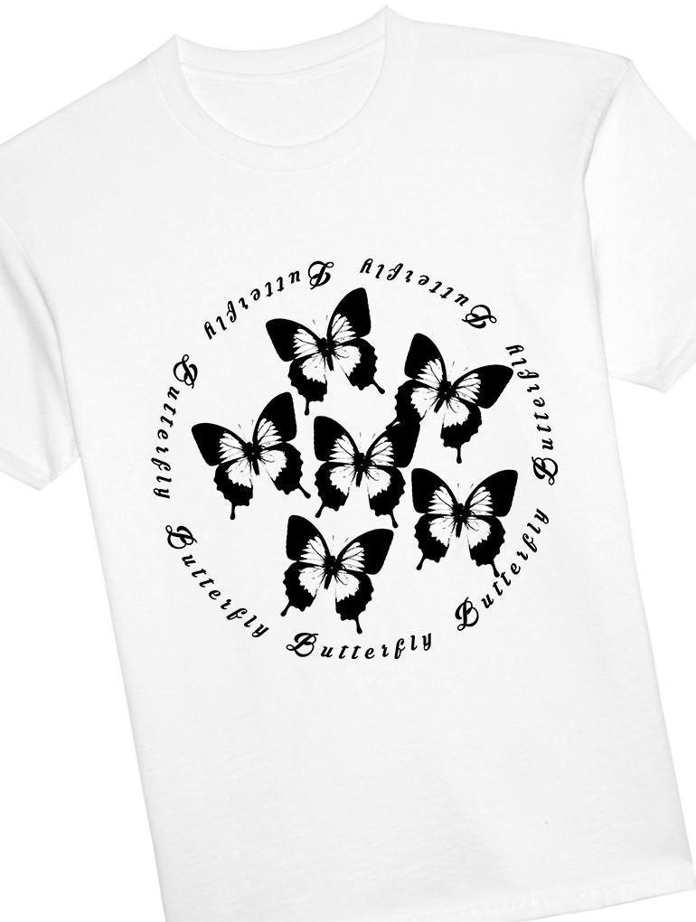 Butterfly Tee Tees AKP Male White Small