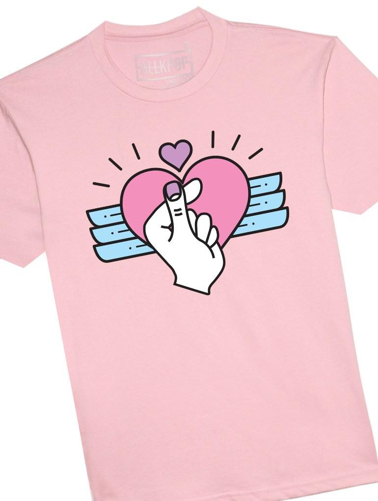 Finger Heart Tee Tees AKP Male Pink Small